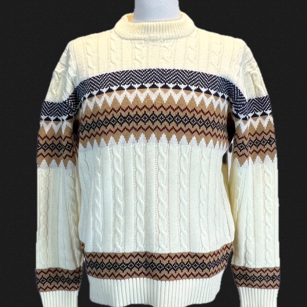 VINTAGE 60s 70s JCPenney men’s knit sweater fair isle ski lodge classic style